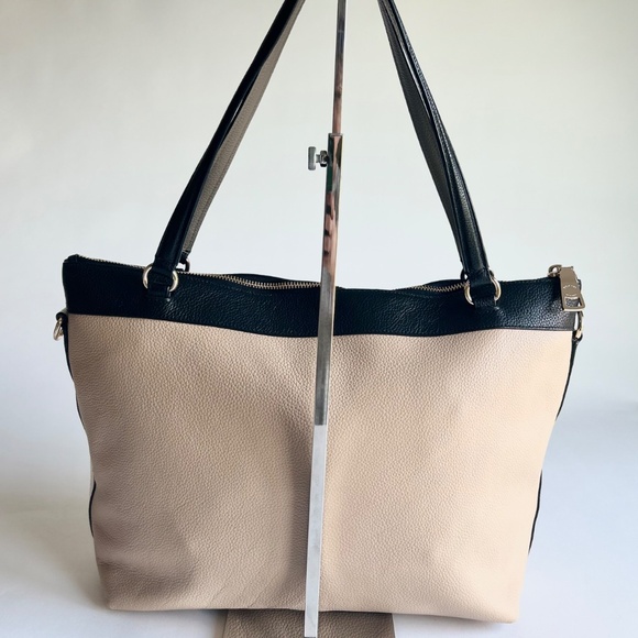 Coach Cream White Black Genuine Leather Tote - Picture 6 of 12